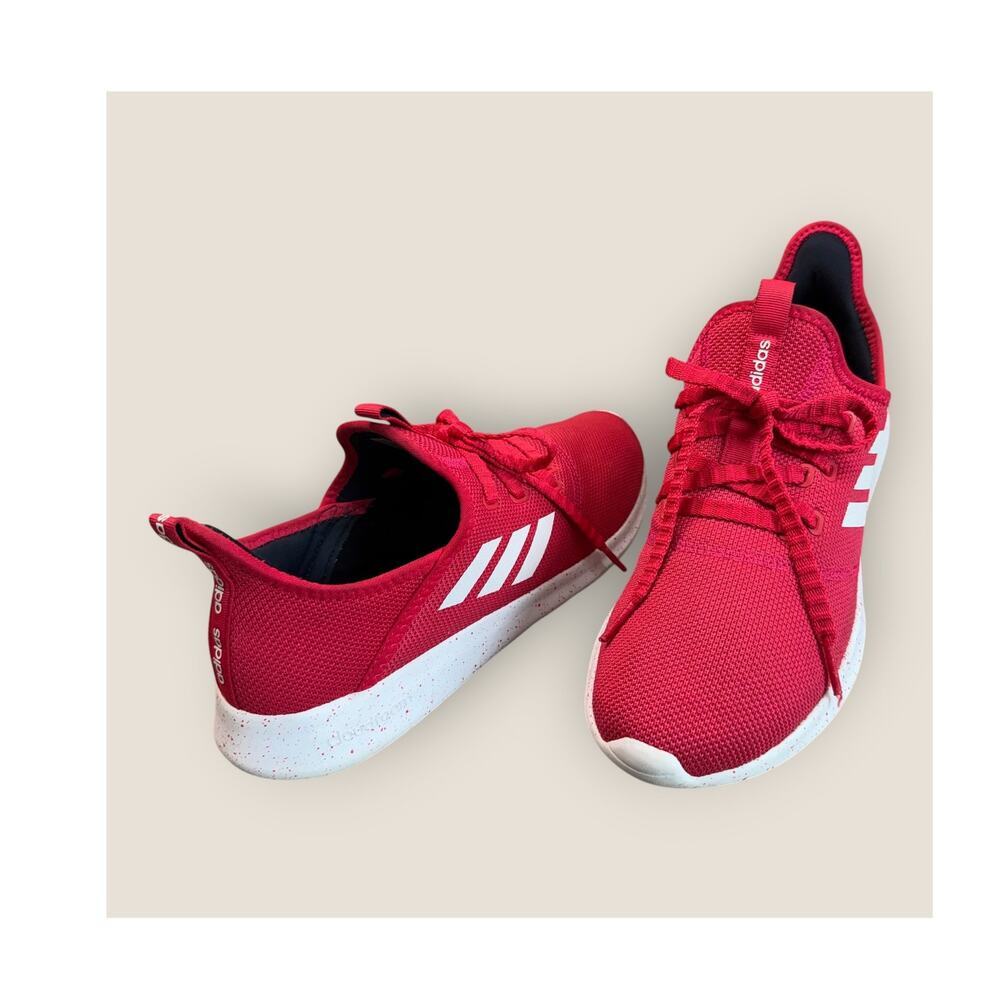 Adidas Womens Size 11 Cloudfoam Pure Running Sneakers Red White Speckles Lace Up